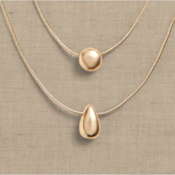 NWT Banana Republic Layered Gold Toned Metal Pendant Necklace - Picture 6 of 13